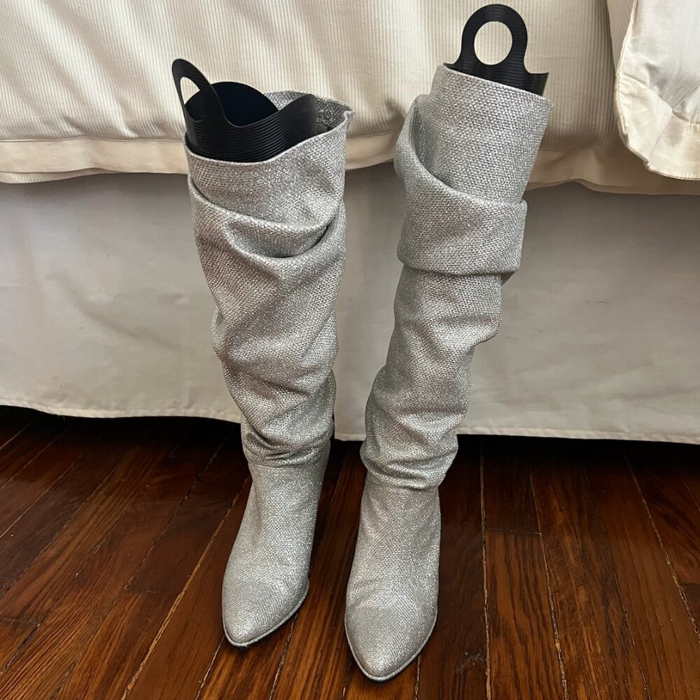 Sutart Weitzman Glitter Ruched Boots Size 7